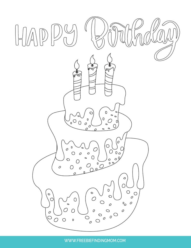 Free printable birthday cake coloring pages
