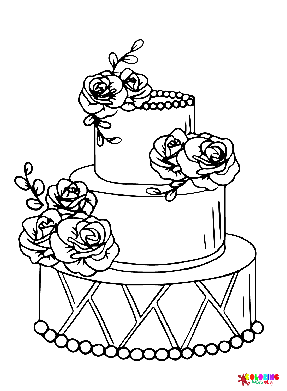 Wedding cake coloring pages printable for free download