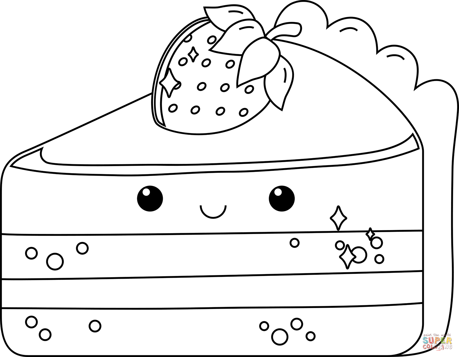 Kawaii cake slice coloring page free printable coloring pages