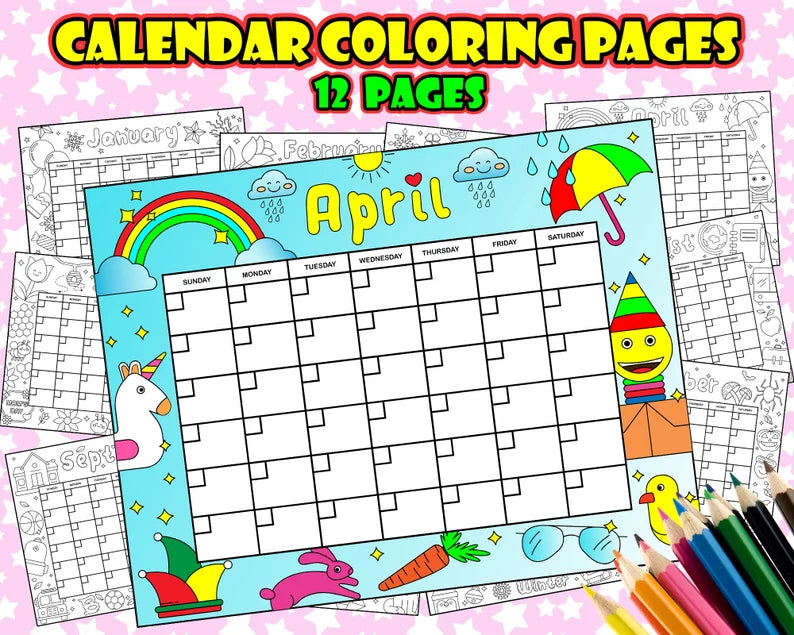 Month kawaii coloring calendar for kids pdf cute kawaii calendar t â posh park