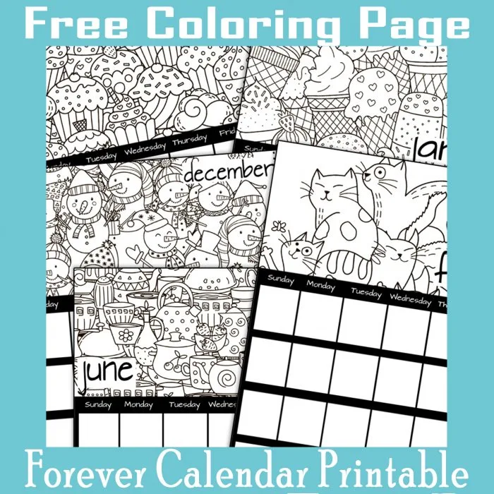 Forever calendar coloring pages