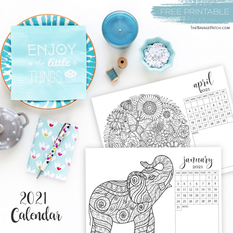 Free printable adult coloring calendars for