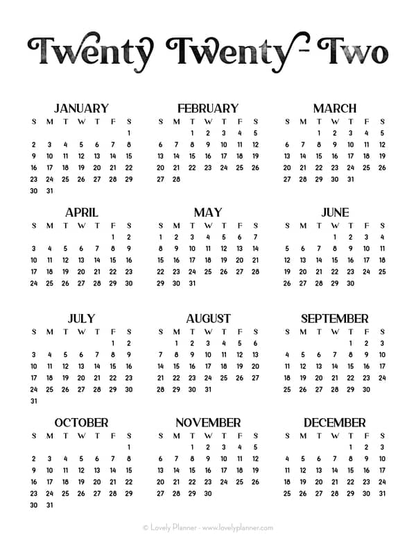 Free printable calendars