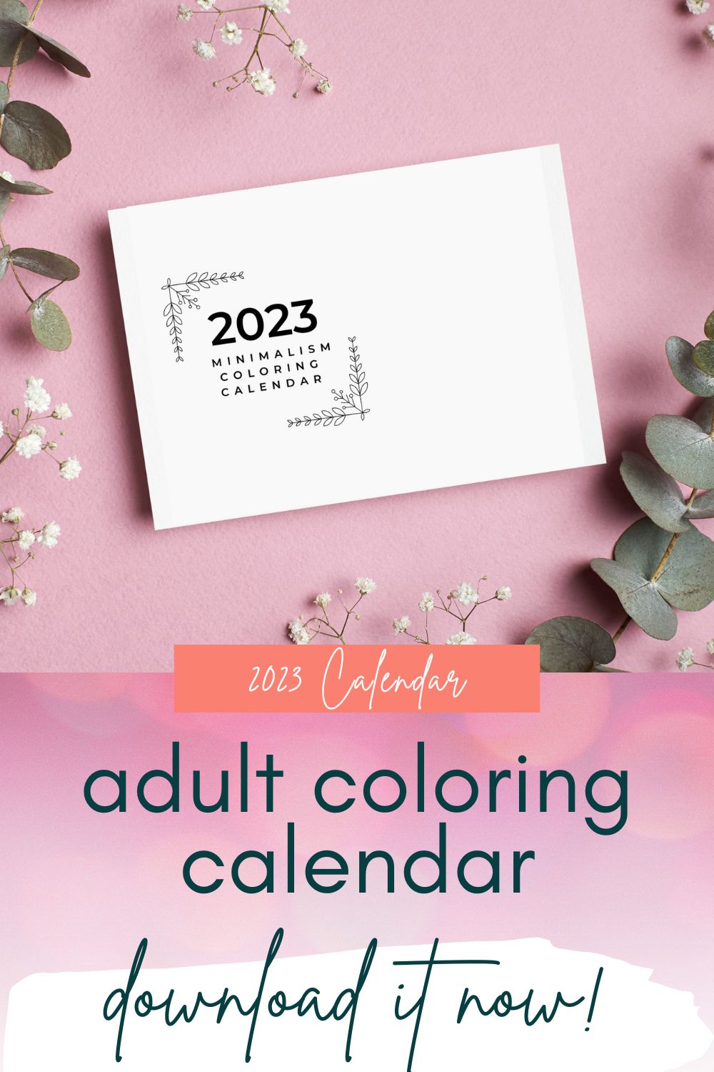 Free adult coloring book printable calendar with plants