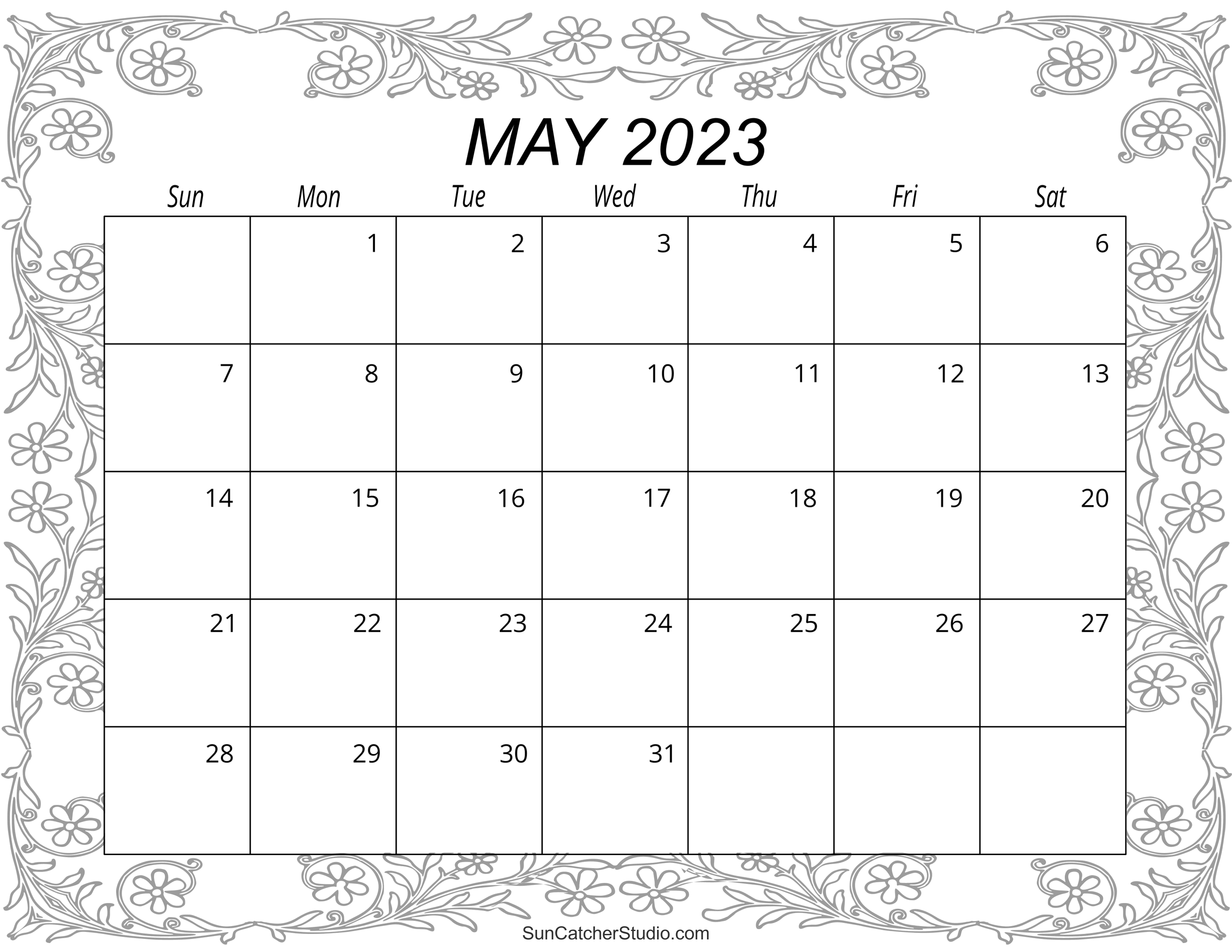 May calendar free printable â diy projects patterns monograms designs templates