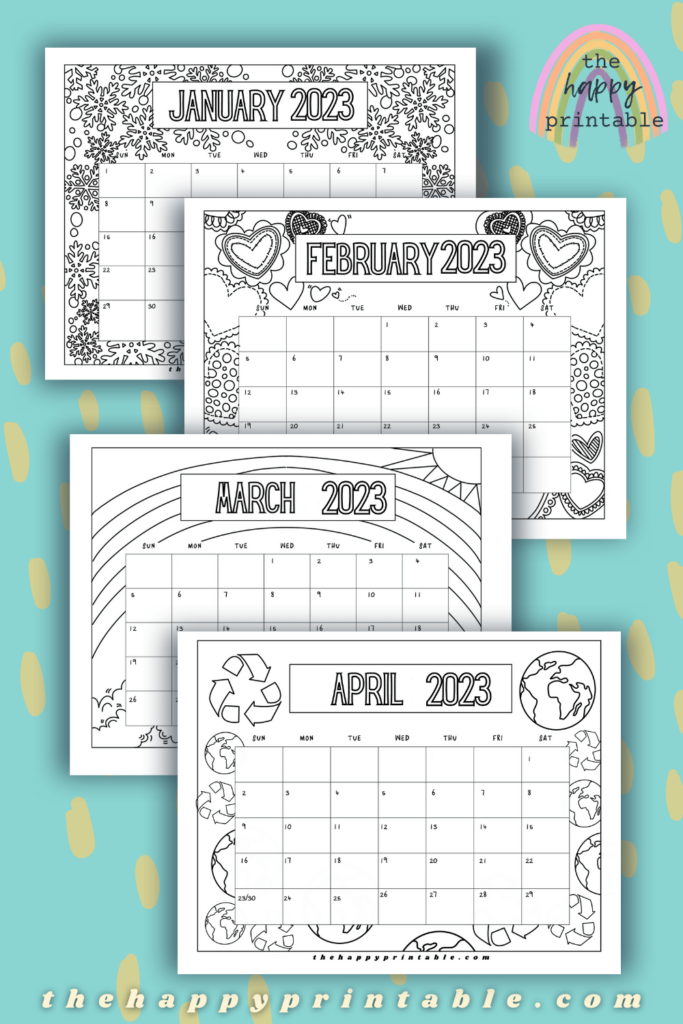 Printable monthly calendar to print color the happy printable