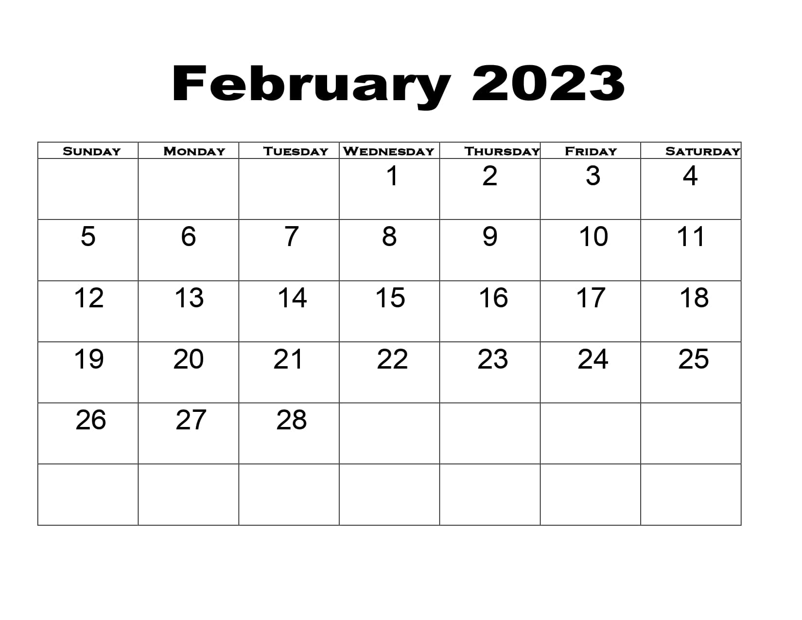 February calendar printable pdf with holidays templates