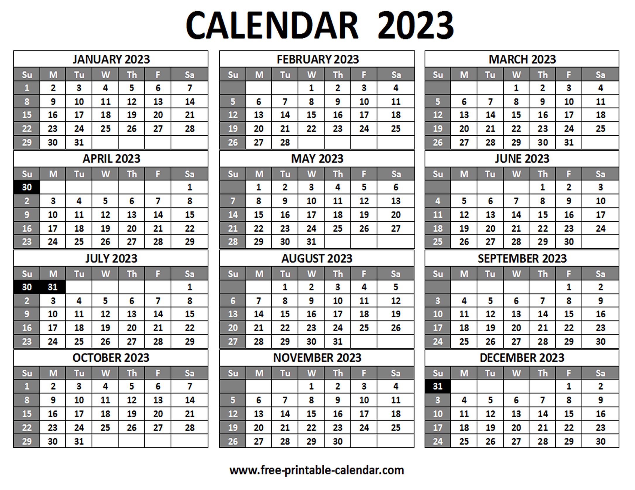 Printable calendar