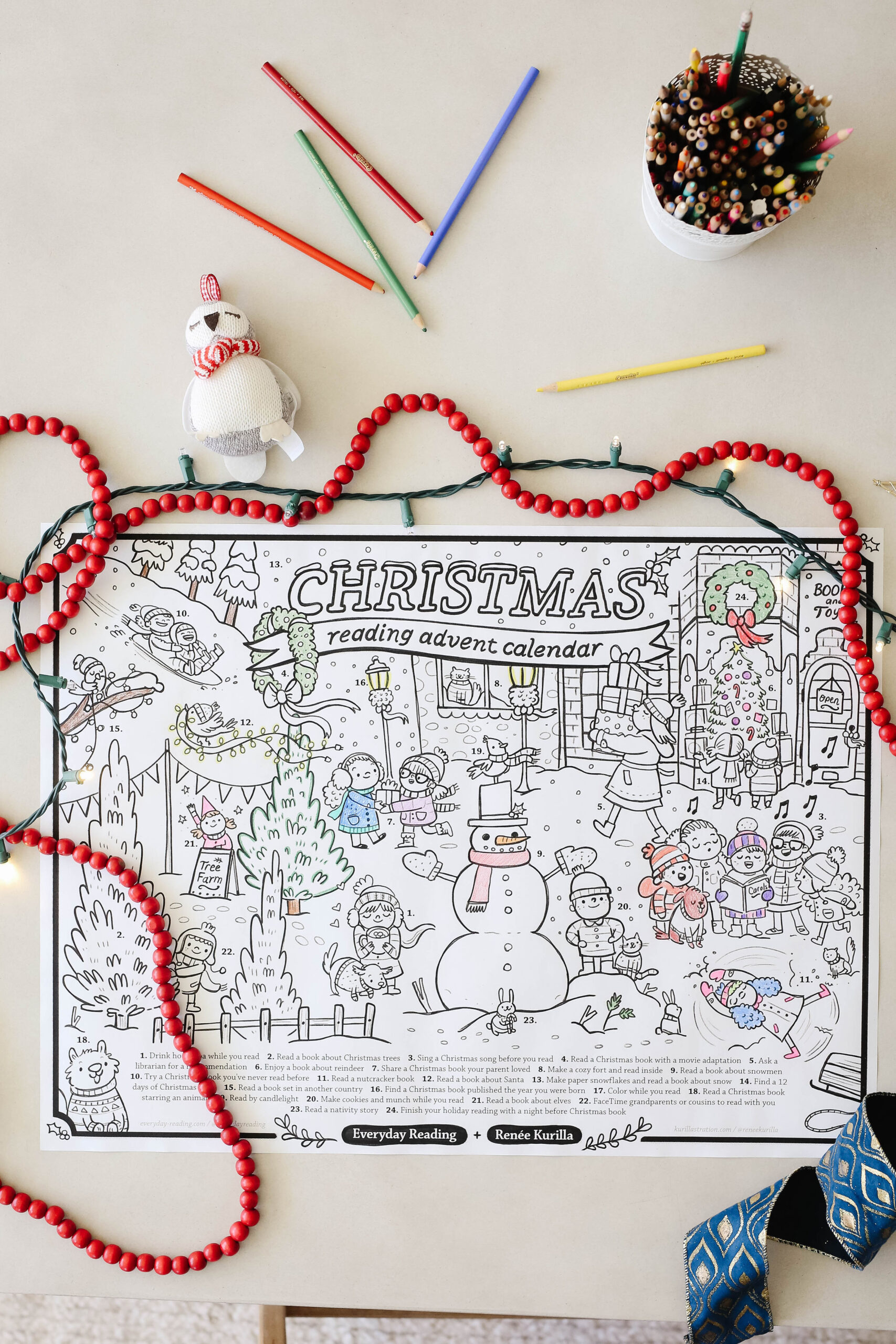 A christmas coloring page calendar