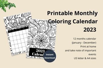 Printable coloring calendar