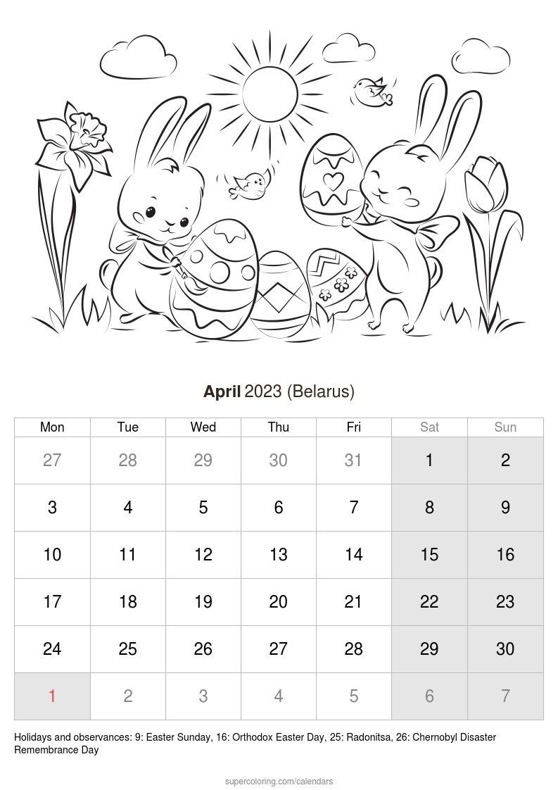 April calendar