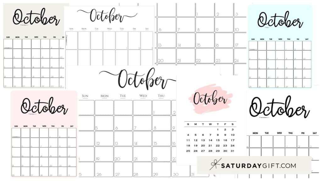 Cute free printable october calendar
