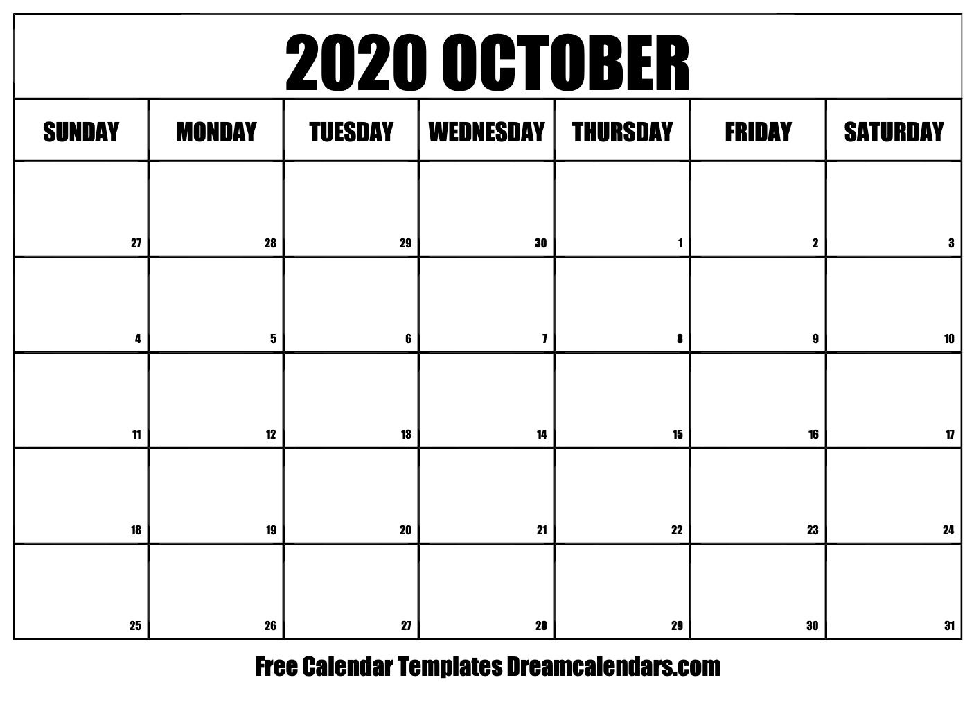 October calendar free blank printable with holidays