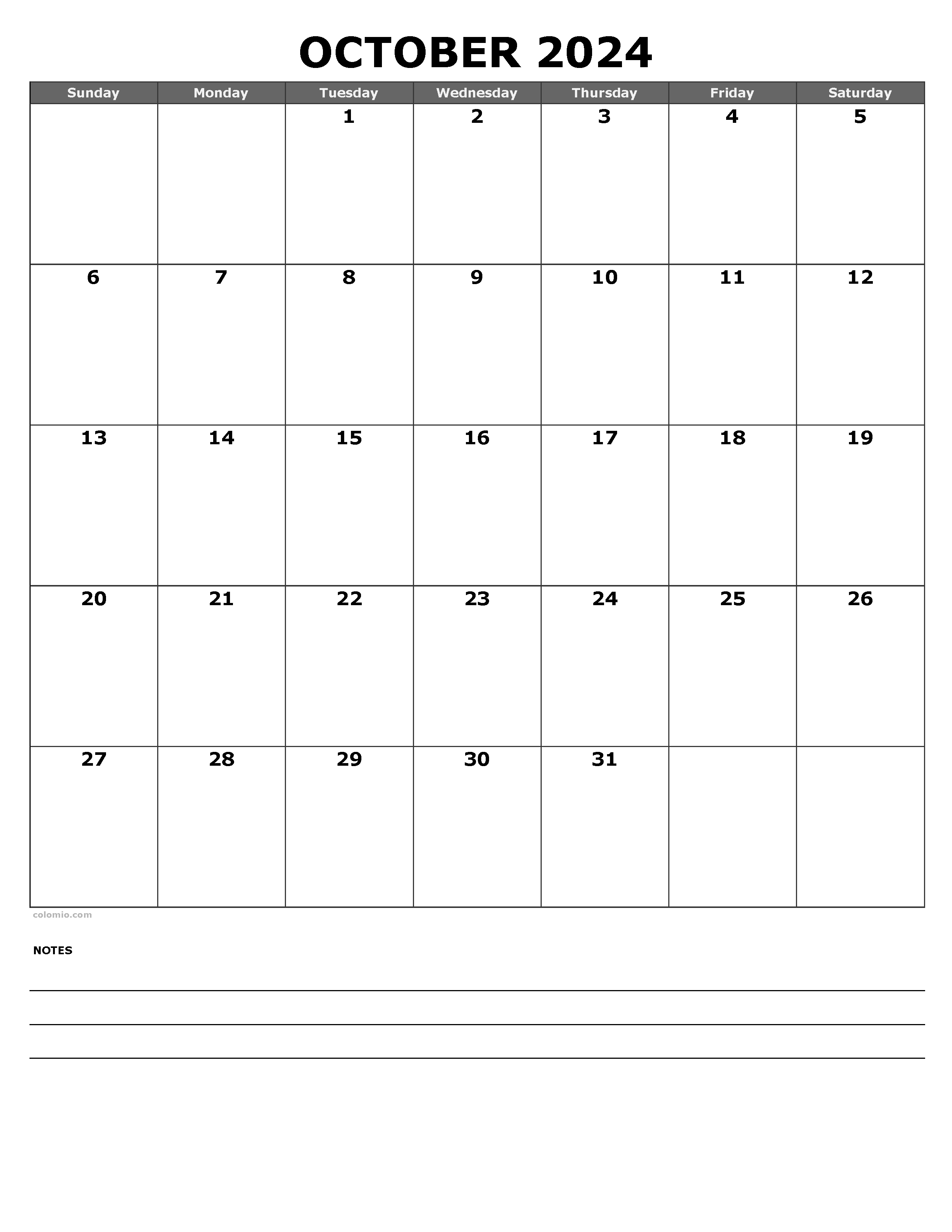 October calendar free printable pdf xls and png