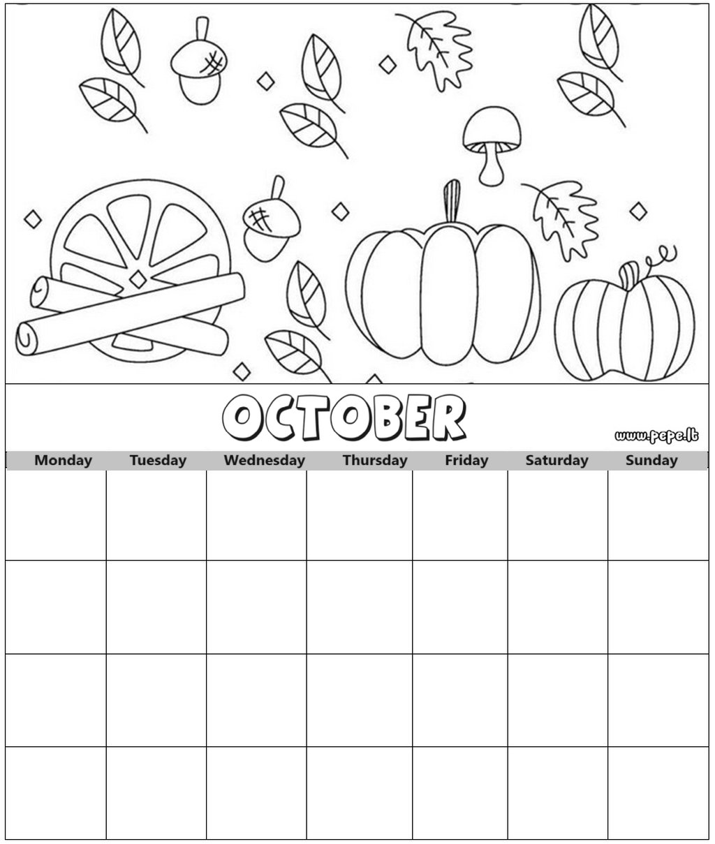 Calendar coloring page