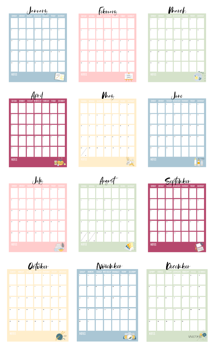 Printable calendar pages free