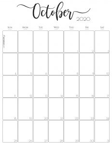 Cute free printable october calendar