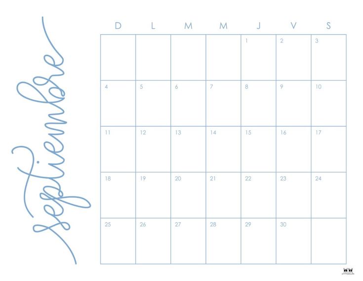 Printable september calendar