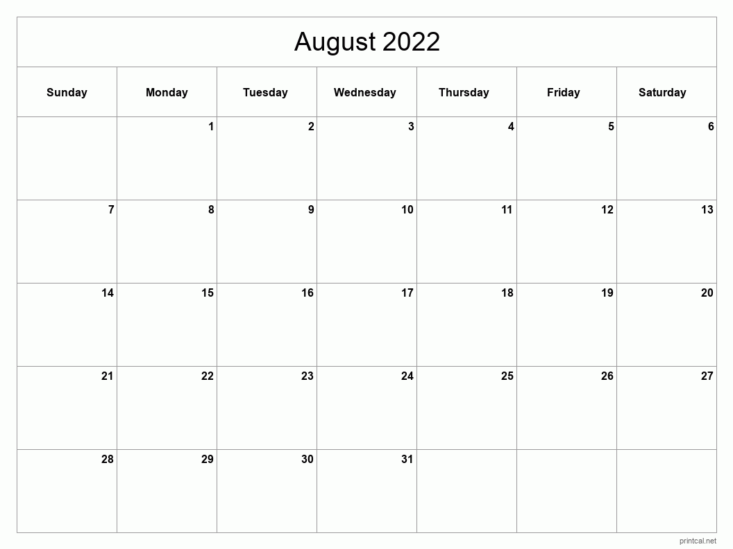 Printable august calendar free printable calendars
