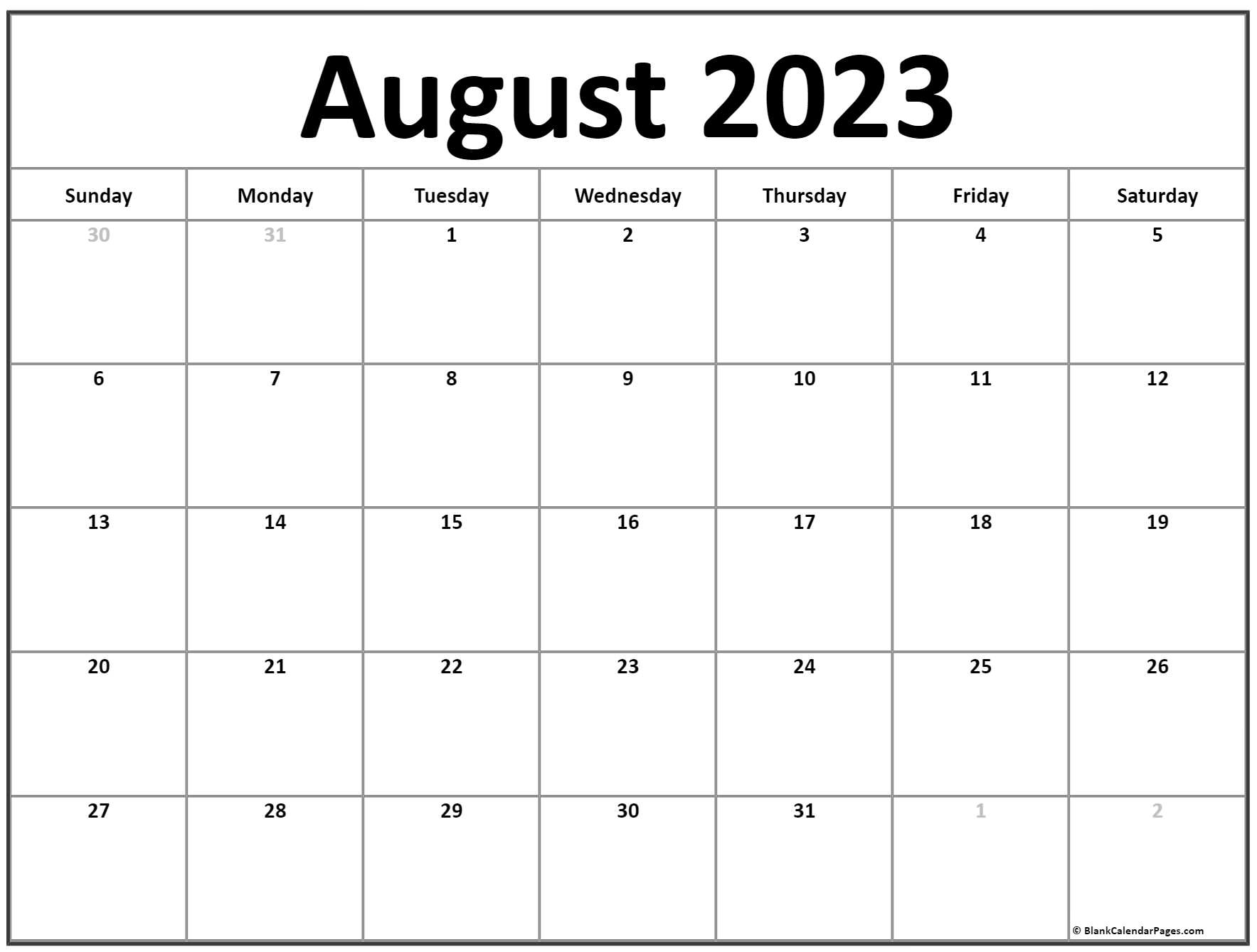 August calendar free printable calendar