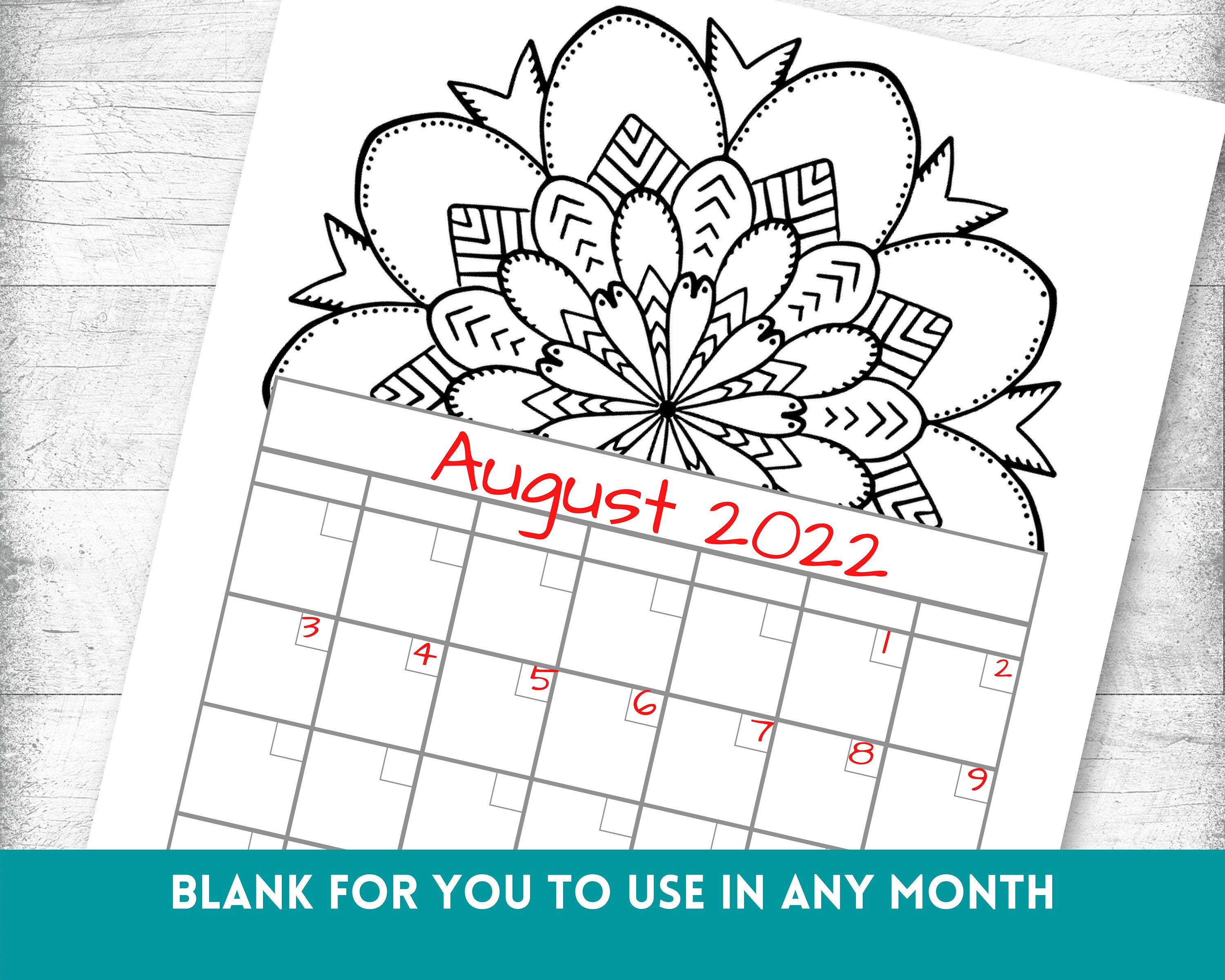 Printable coloring calendar blank calendar calendar month calendar coloring agenda mandala coloring pages