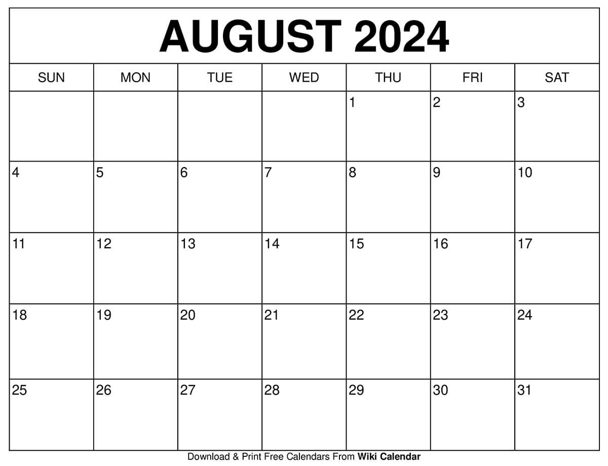 Printable august calendar templates with holidays