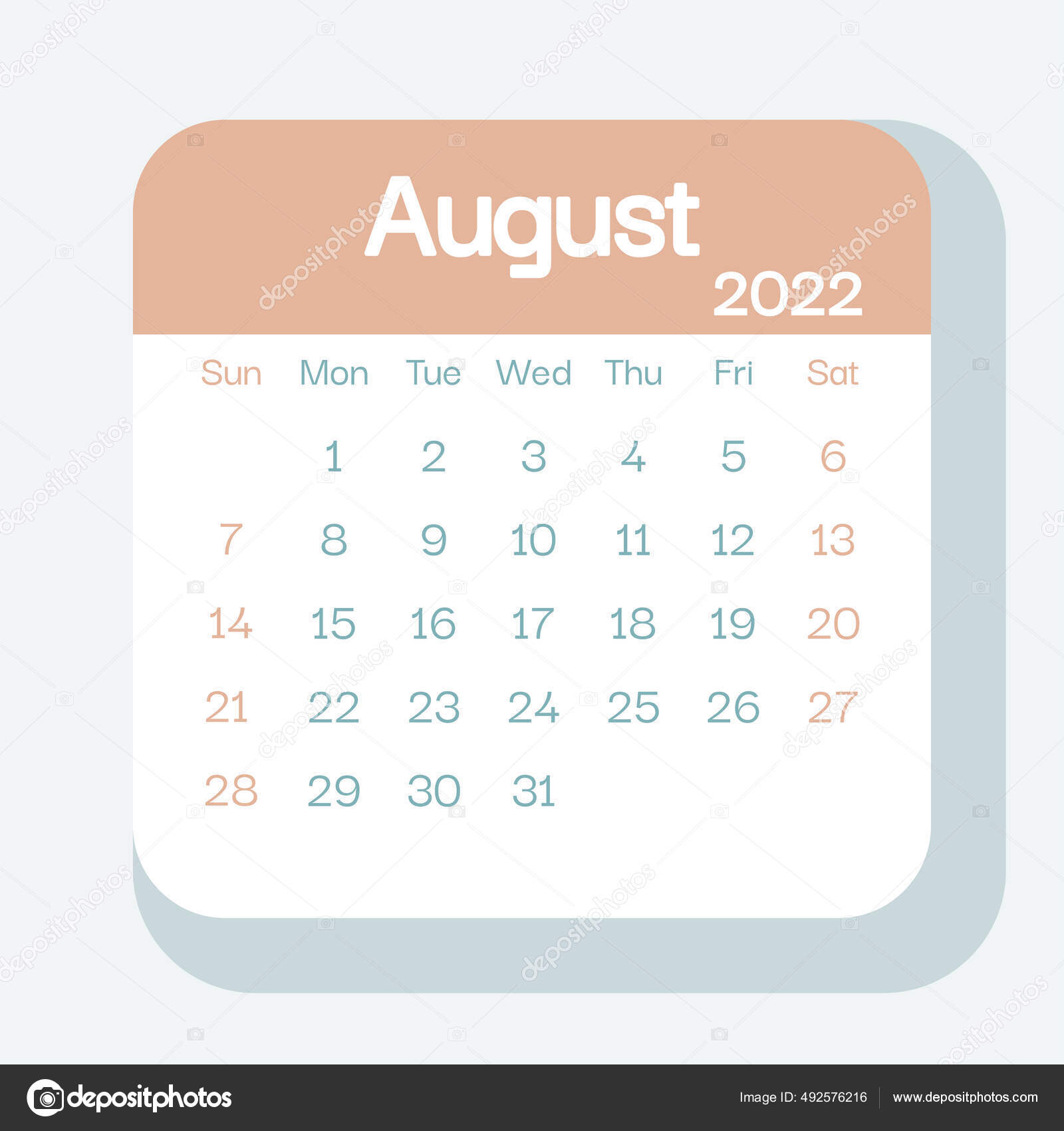 August calendar planner pastel color week starts sunday template stock vector by anastasiyasmokvina