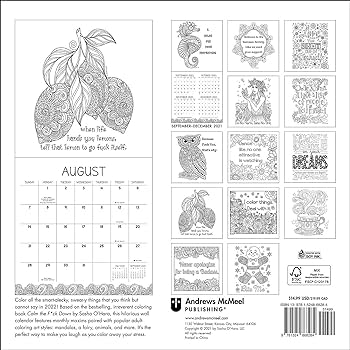 Calm the fck down coloring wall calendar irreverent adult coloring ohara sasha books