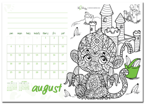 Furry friends theme lucite desktop coloring calendar â calendars
