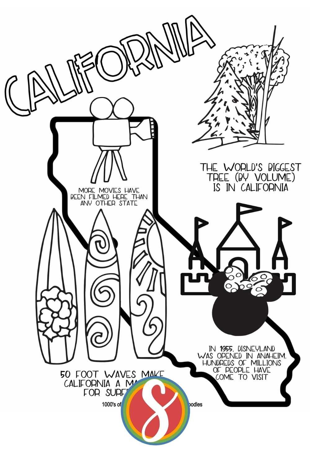 Free california coloring pages â stevie doodles