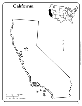 California state outline map printable maps