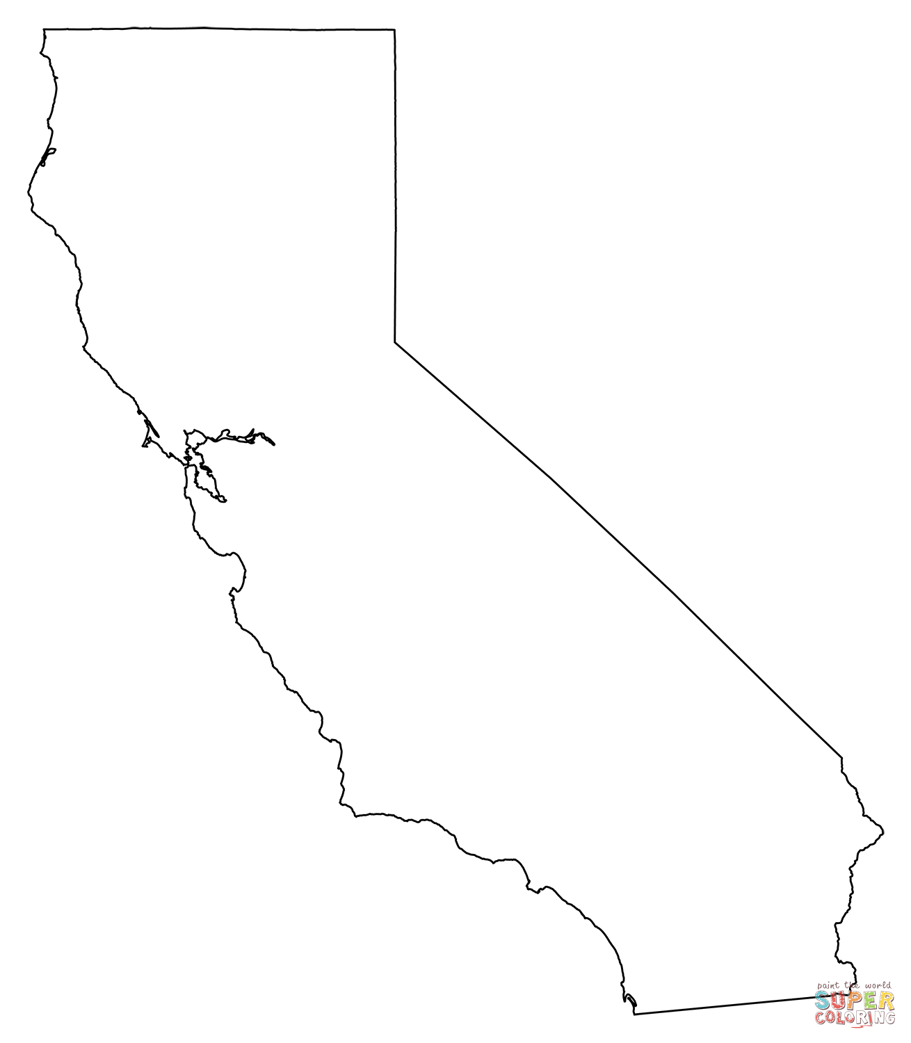 Outline map of california coloring page free printable coloring pages