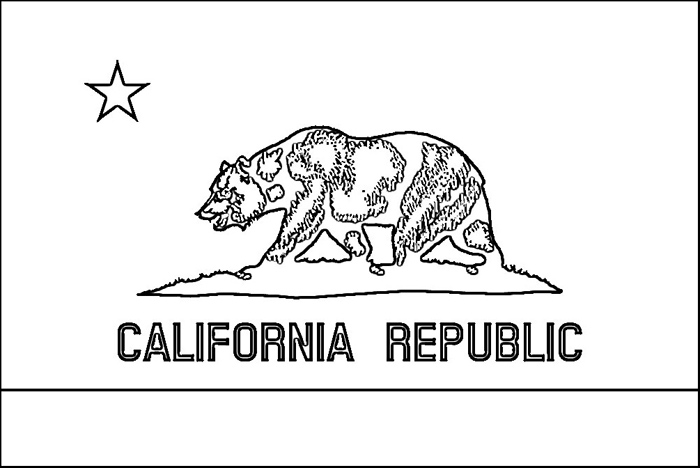 California flag coloring page purple kitty
