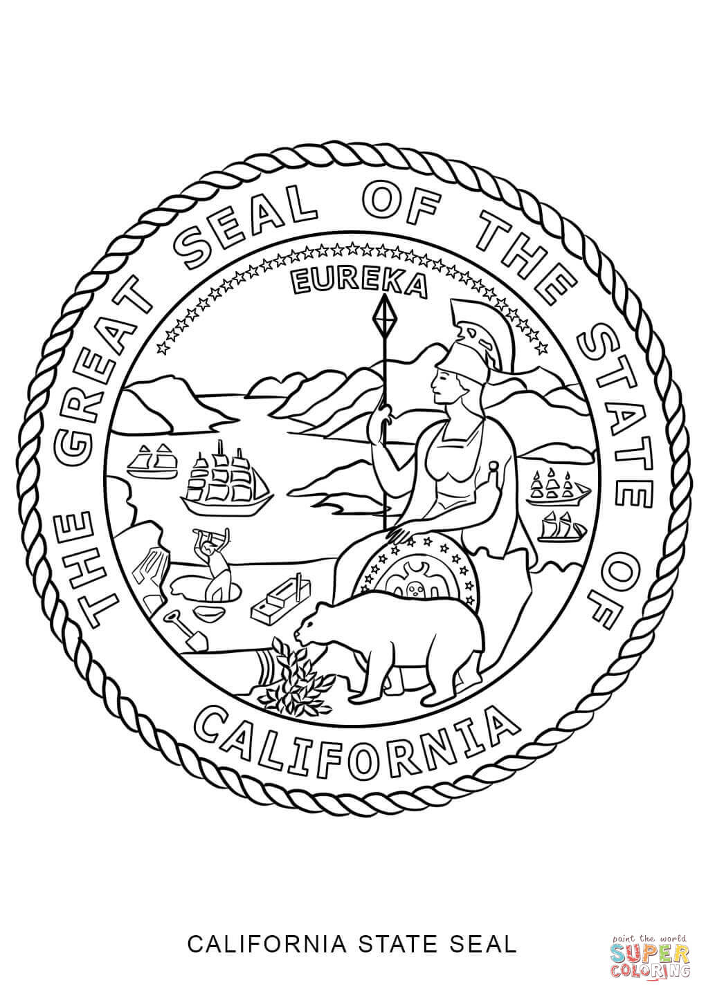 California state seal coloring page free printable coloring pages