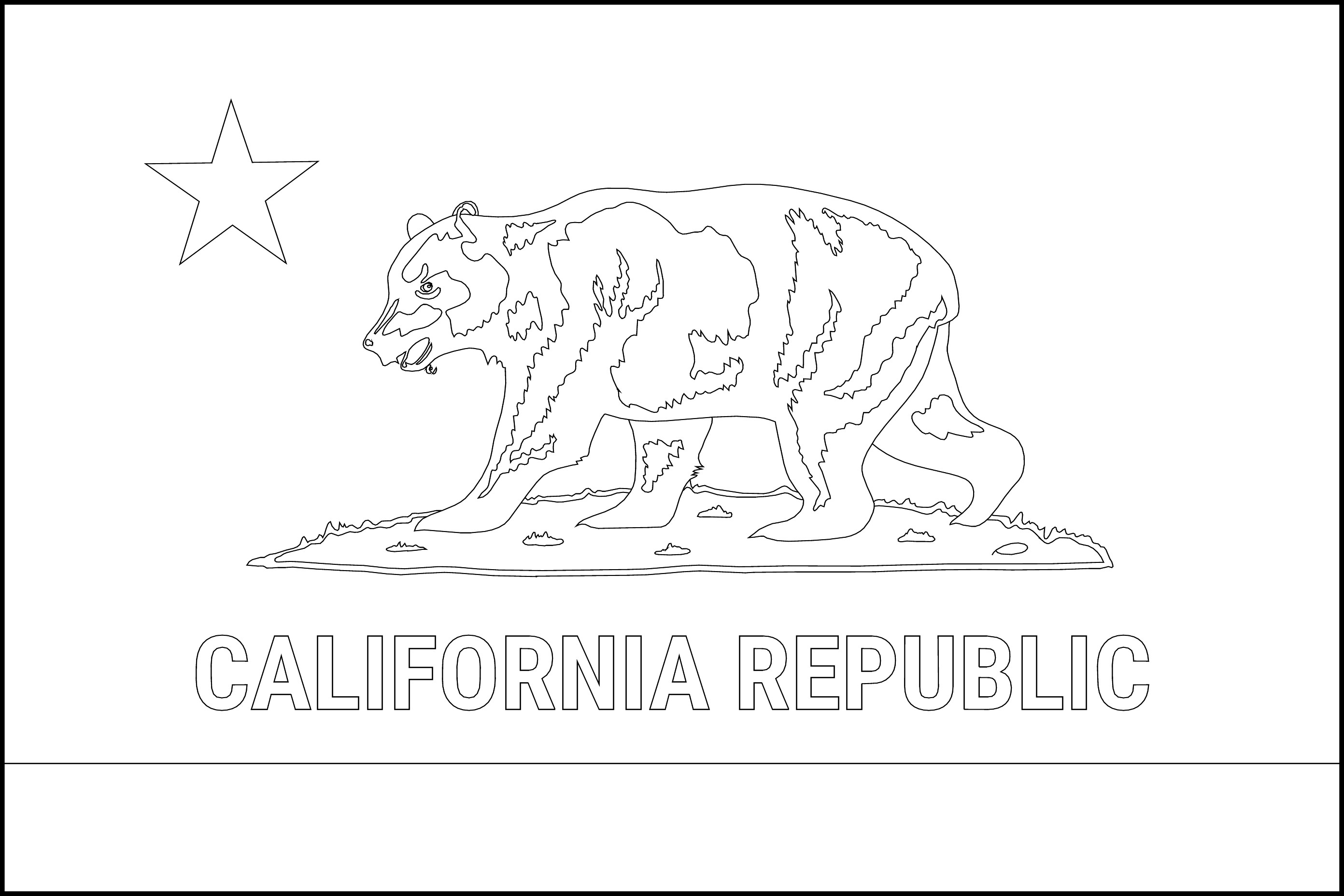Free printable california state flag color book pages x
