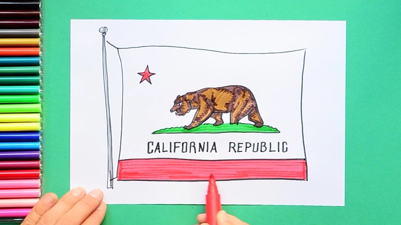 How to draw the flag of california state usa