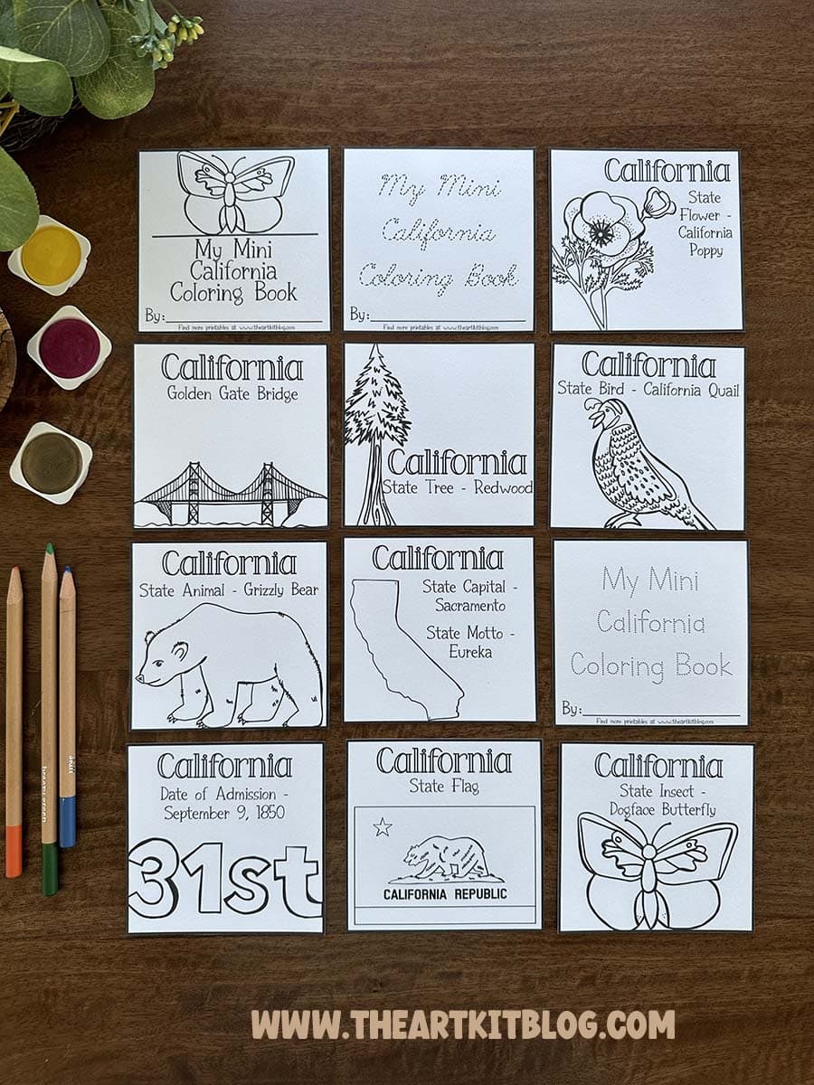 Mini california coloring pages free printable â the art kit