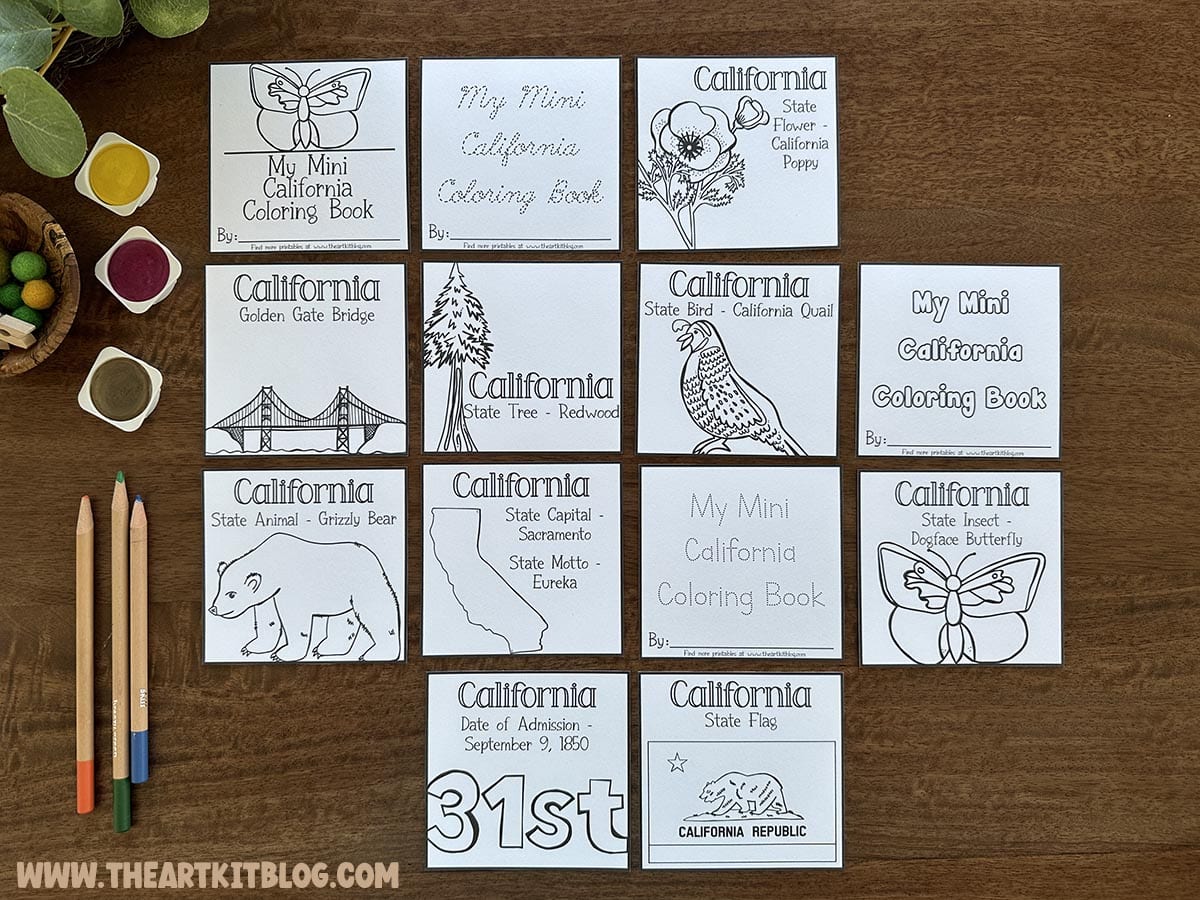 Mini california coloring pages free printable â the art kit