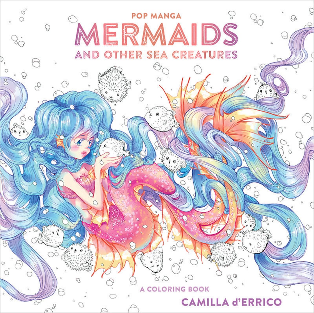 Pop manga mermaids and other sea creatures coloring book
