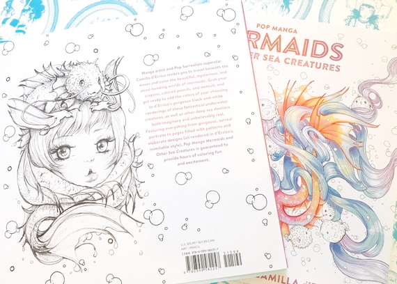 Pop manga mermaids and other sea creatures coloring book