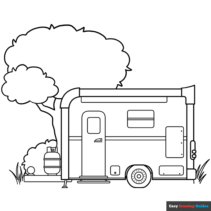 Camper coloring page easy drawing guides
