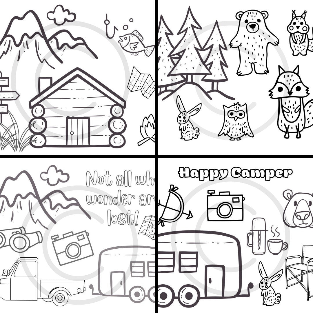Camping page printable coloring pages ten lantern wildlife camp â scc digital designs