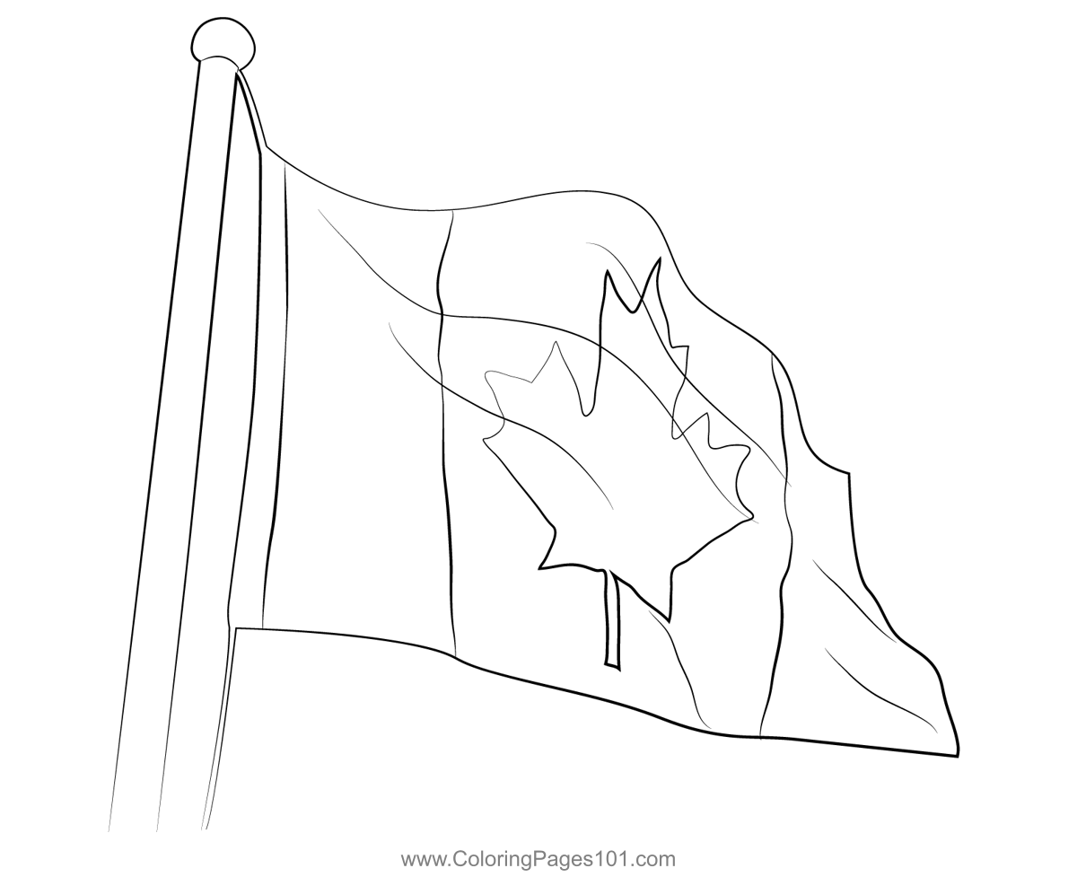 Canada day flag coloring page for kids
