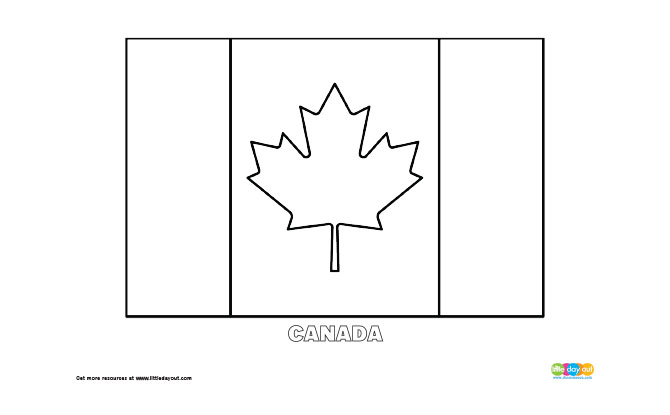 Free canada flag colouring page