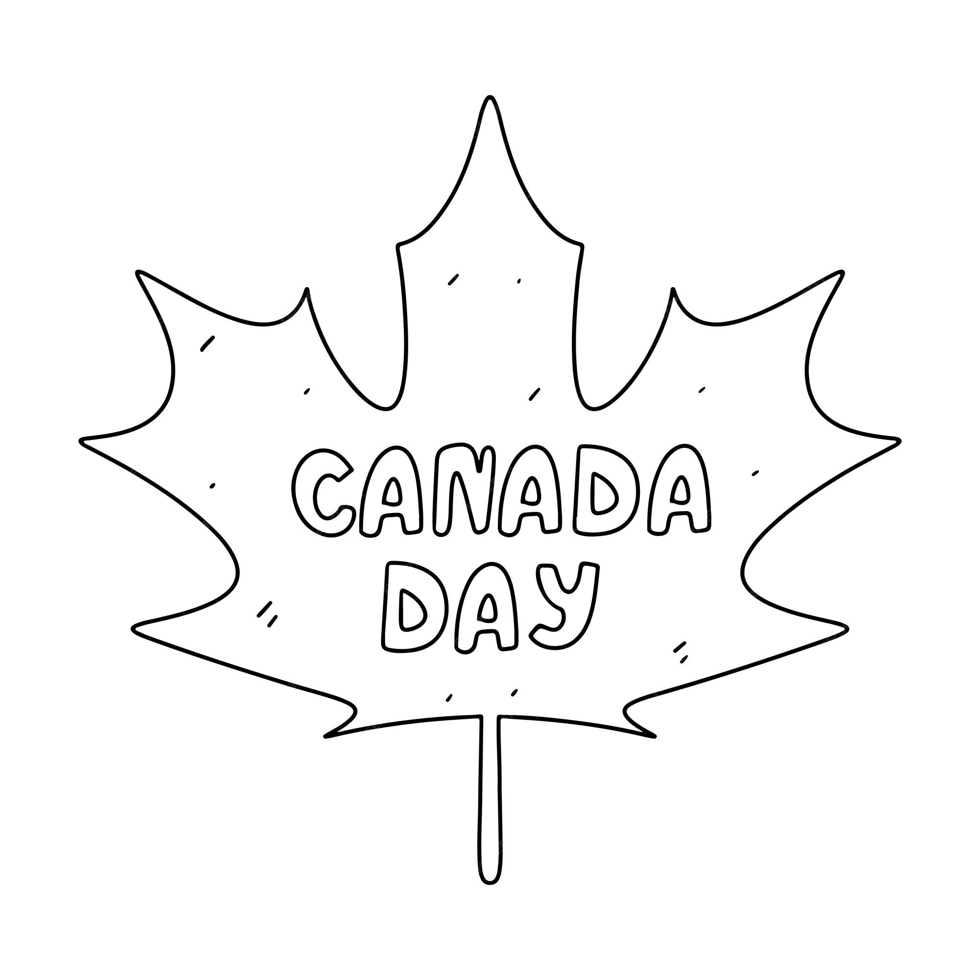 Premium vector canada day in hand drawn doodle style vector illustration isolated on white coloring page