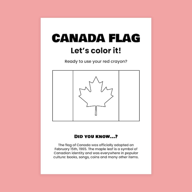 Free vector simple canada flag worksheet