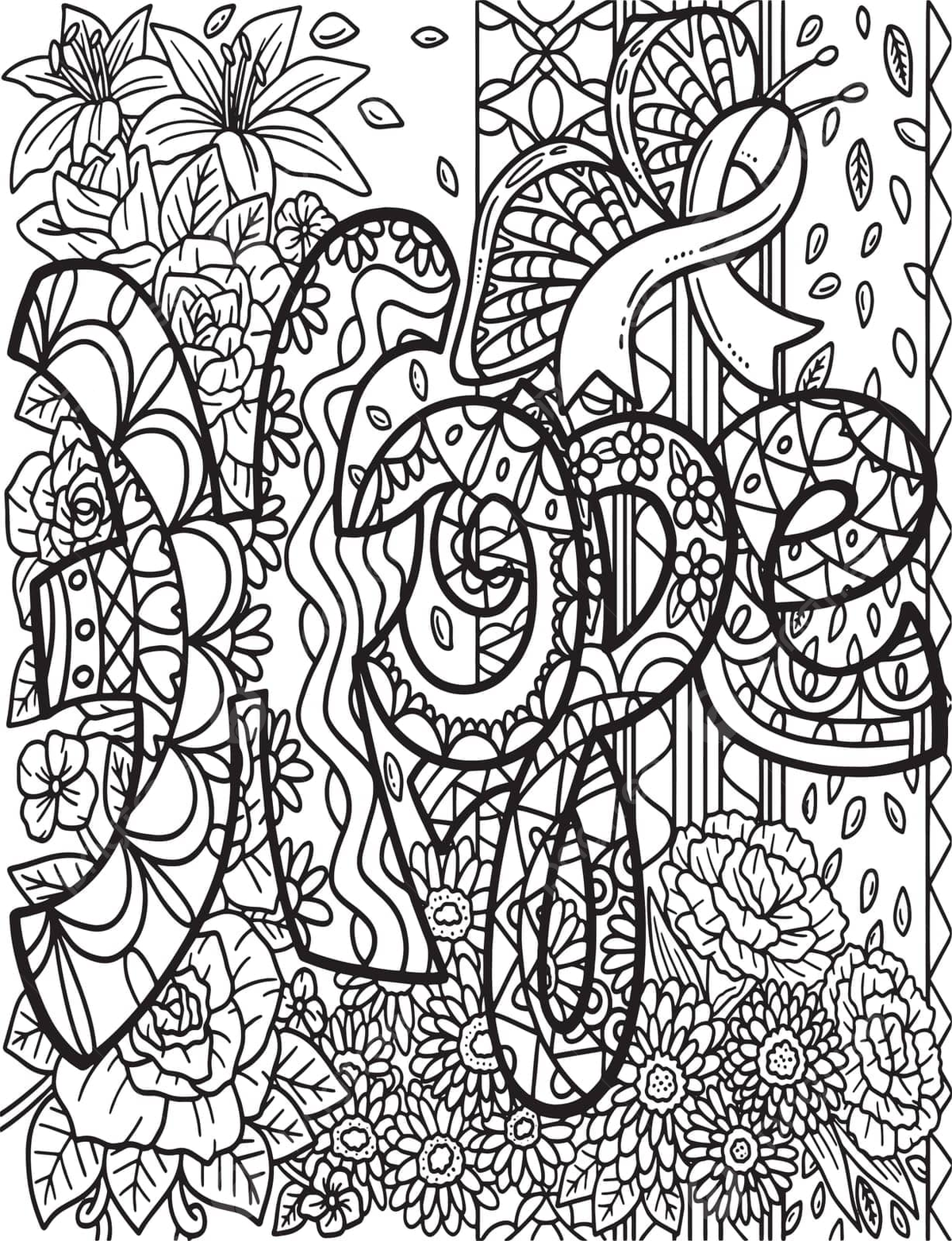 Breast cancer awareness hope coloring page adult colouring page outline coloring book vector book drawing war drawing ring drawing png and vector with transparent background for free download