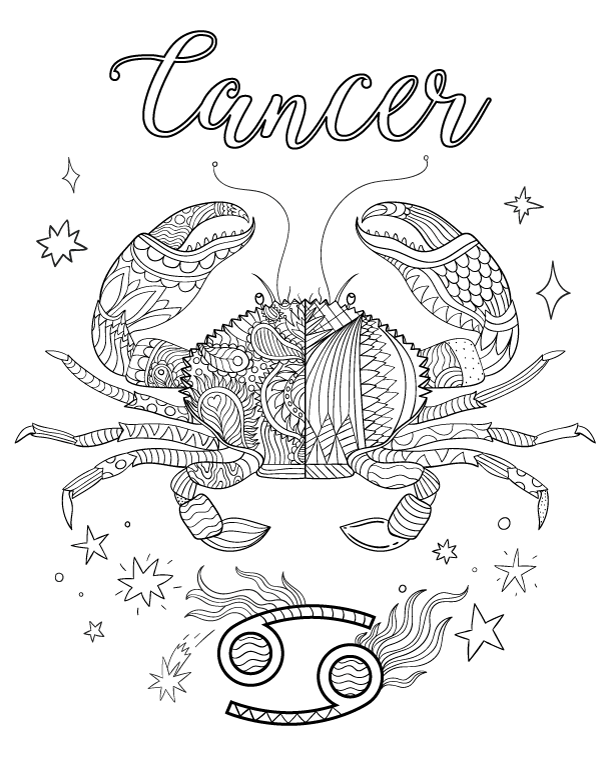 Cancer adult coloring page