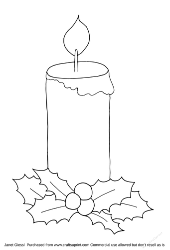 Christmas candle coloring pagedigi stamp