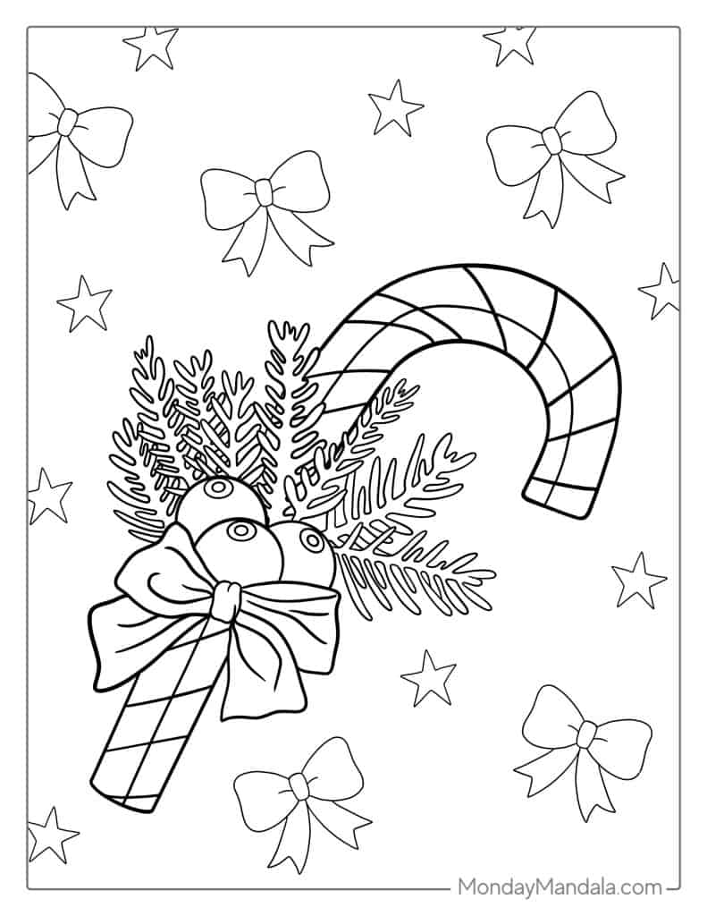 Candy cane coloring pages free pdf printables
